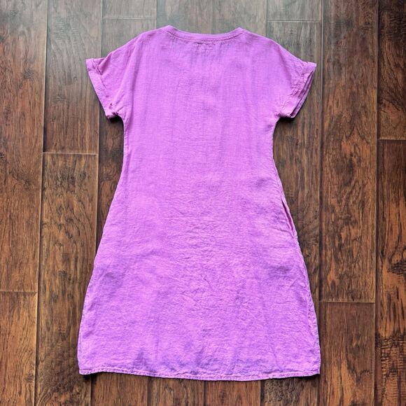 🩷FLAX Shirt Dress 100% LINEN Bubble Gum Pink Breathable Summer Cute Lightwt Sz S - Picture 14 of 16